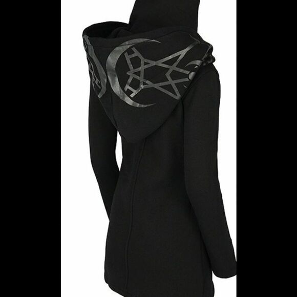 Gothic Hoodie Jacket with pockets and double zippers. - Picture 2 of 10